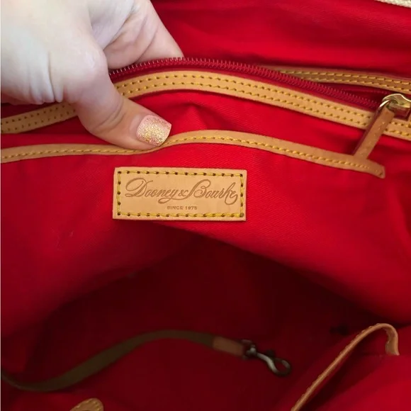 Dooney & Bourke Pink and White Chevron Tote - Picture 10 of 11